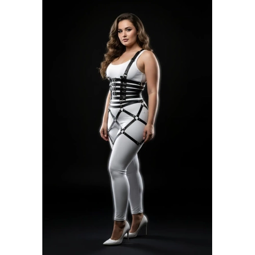 B�y�k Beden Siyah Deri Etek Harness Halka Detayl� Fantazi V�cut Aksesuar� - APFT785