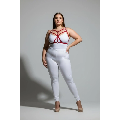 B�y�k Beden K�rm�z� Kad�n Deri Harness Tak�m �apraz Ask�l� Estetik V�cut Aksesuar� - APFT247