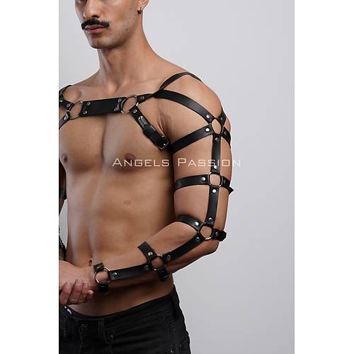 Erkek Deri Kol ve Göğüs Harness, Deri Fantazi Giyim - APFTM166