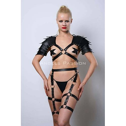 Kadn Gladyatr Cosplay Kostm, Deri Jartiyer Harness Takm - APFT1345