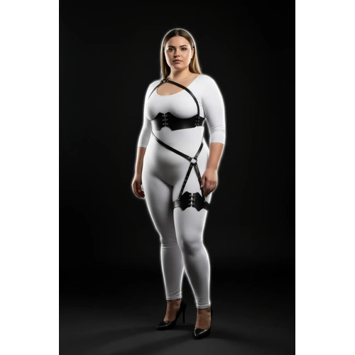 B�y�k Beden Siyah Kad�n Harness Tak�m Tam V�cut Korse Detayl� - APFT1372