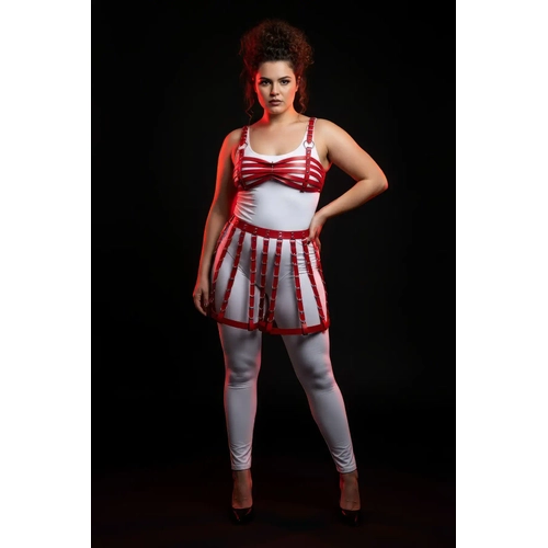 B�y�k Beden K�rm�z� Deri Etek Stili Harness V�cut Aksesuar� - APFT899