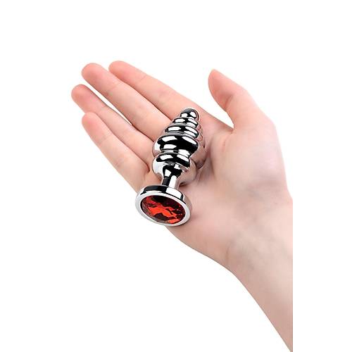 Metal by TOYFA Anal Plug, Metal, gm, krmz kristalli, 8 cm,  3,5 cm, 95 g
