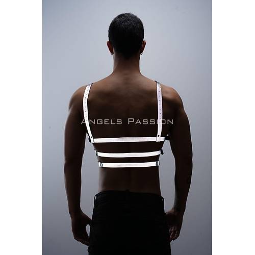 Karanlkta Parlayan - Reflektrl Erkek Gs Harness, T-Shirt zeri Harness - APFTM38