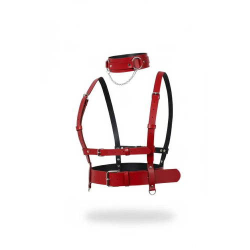 K�rm�z� Kad�n Kemer Deri V�cut Harness Tokal� Aksesuar - APFT959