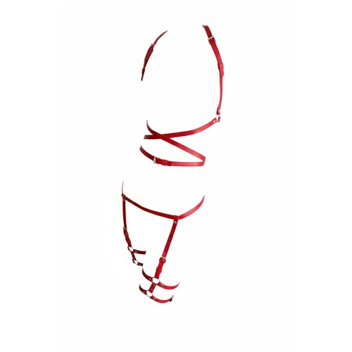 K�rm�z� Harness Tak�m Tokal� V�cut Bacak Aksesuar� - APFT274