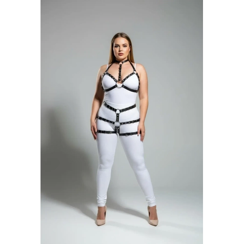 B�y�k Beden Siyah Kad�n Harness Tak�m Ayarlanabilir Deri G�r�n�ml� V�cut Aksesuar� - APFT874