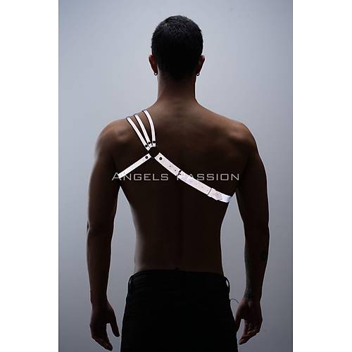 Reflektrl (Karanlkta Parlayan) Omuz Detayl k Erkek Gs Harness, 3 izgili Harness - APFTM45