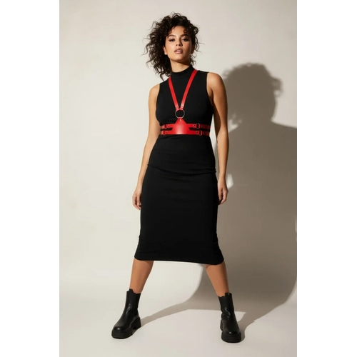B�y�k Beden K�rm�z� Kad�n Kemer Deri Harness O