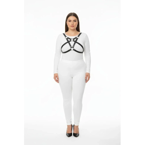 B�y�k Beden Siyah Kad�n Harness Tak�m Halka Detayl� ��k Fantezi Aksesuar - APFT1239