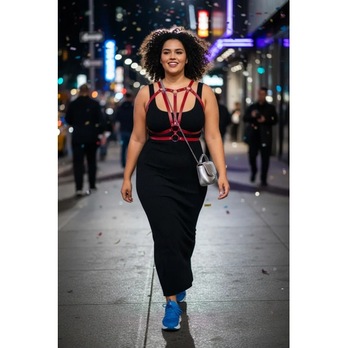 B�y�k Beden Bordo Kad�n Kemer Deri V�cut Harness Aksesuar� - APFT114