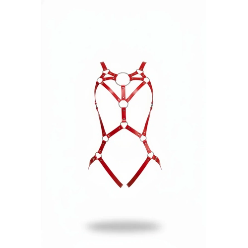 K�rm�z� Body Harness Suni Deri Halka Detayl� Ayarlanabilir - APFT706