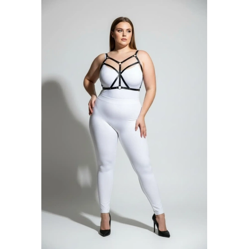 B�y�k Beden Siyah Kad�n Harness Tak�m �apraz Detayl� Deri B�stiyer Aksesuar� - APFT247