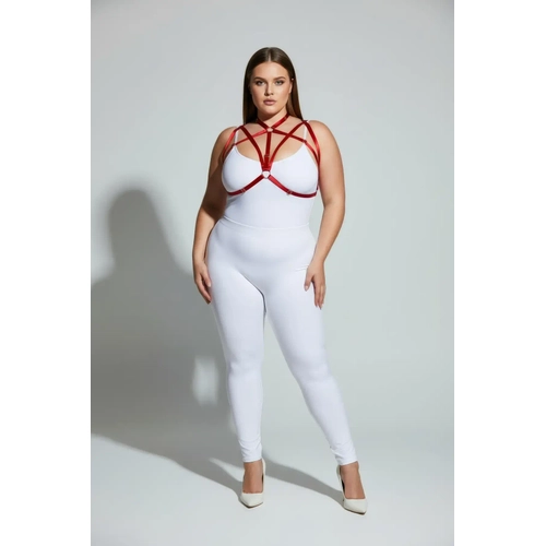 B�y�k Beden K�rm�z� Kad�n Harness Tak�m Halka Detayl� Lastik Fantezi Aksesuar - APFT166