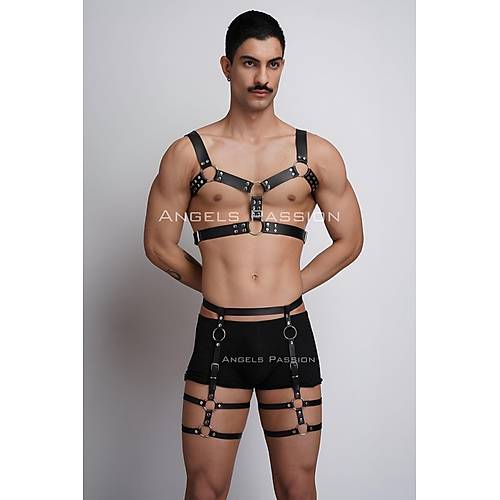 Erkek Deri Gs Harness ve Bacak Harness Takm - APFTM195