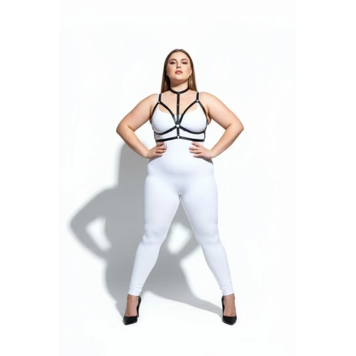 B�y�k Beden Siyah Kad�n Harness Tak�m Lastik Halka Detayl� Fantezi Aksesuar - APFT137