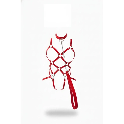 K�rm�z� Harness Tak�m Zincir Detayl� �apraz Ba�lant�l� - APFT1350