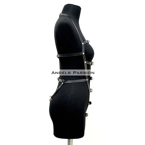 A Blgesi Ak Deri Fantezi Giyim, Deri Deri Body Harness - APFT790