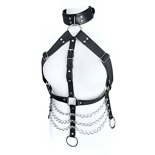 Byk Beden Zincirli Deri Gs Harness - APFT531