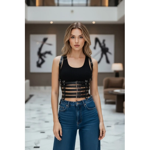 Siyah Kad�n Kemer Deri �ok Tokal� V�cut Aksesuar� - APFT630