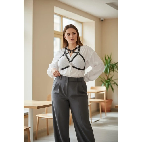 B�y�k Beden Siyah Kad�n Kemer Harness Stili Elbise �st� V�cut Aksesuar� - APFT108