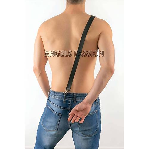 apraz Erkek Deri Pantolon Harness - apraz Balanan Deri Erkek Harness - APFTM30