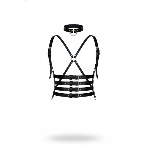 Siyah Kad�n Kemer Deri V�cut Harness �oklu Tokal� - APFT609