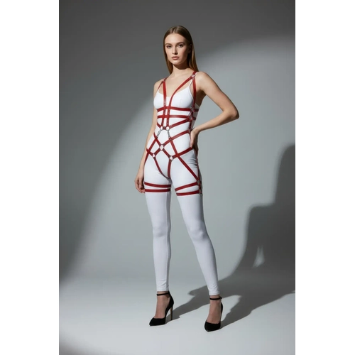 K�rm�z� Jartiyer Harness Suni Deri Metal Halka Detayl� - APFT502