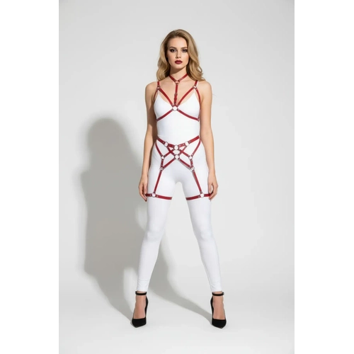 K�rm�z� Jartiyer Harness Deri Halka Detayl� Boyunluklu V�cut Aksesuar� - APFT507