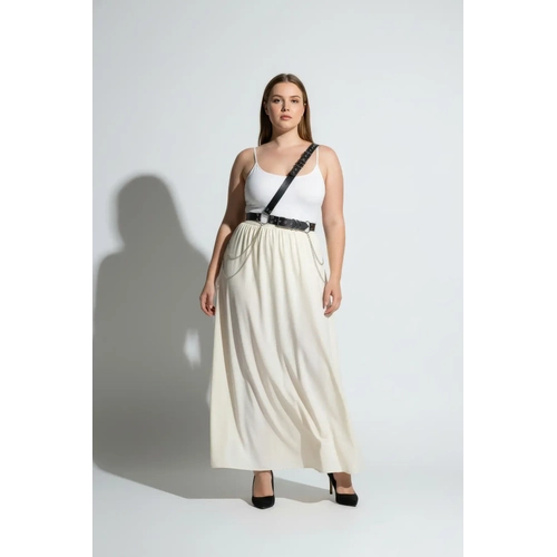 B�y�k Beden Siyah Kad�n Kemer Zincir Detayl� Body Harness Stil V�cut Aksesuar� - APFT813