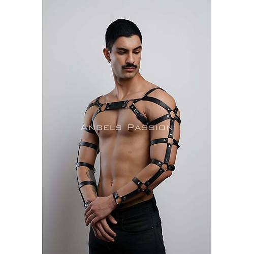 Erkek Deri Kol ve Gs Harness, Deri Fantazi Giyim - APFTM166