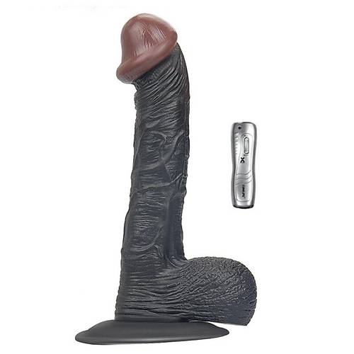 Tam Realistik 19.5 CM Titre�imli Siyah Zenci Yapay Penis Vibrat�r