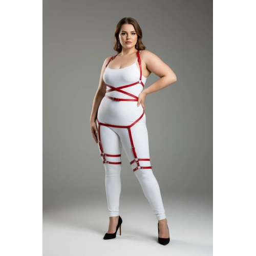 B�y�k Beden K�rm�z� Kad�n Jartiyer Harness Deri Fantazi V�cut Tak�m� - APFT274