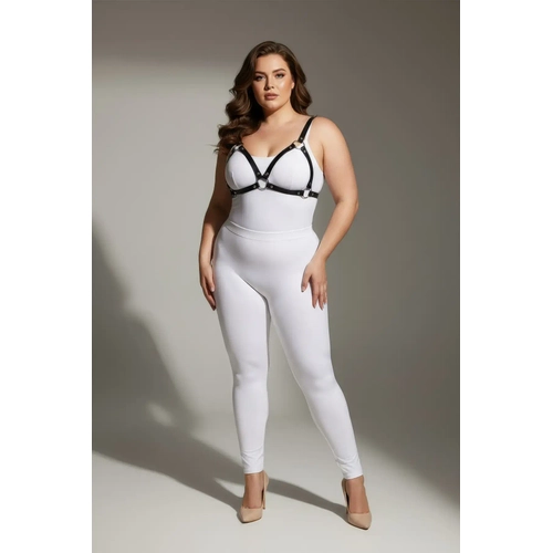 B�y�k Beden Siyah Kad�n Deri Harness Tak�m Halka Detayl� S�tyen Aksesuar� - APFT190