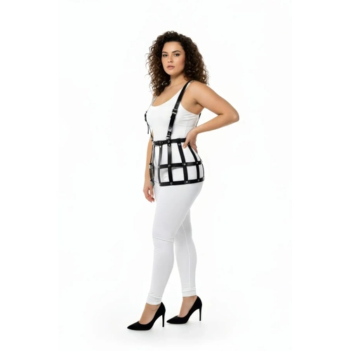 B�y�k Beden Siyah Etek Deri Harness Kafes Detayl� - APFT983