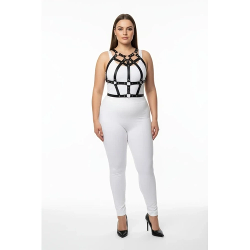 B�y�k Beden Siyah Kad�n Harness Tak�m Z�mba Detayl� ��k V�cut Aksesuar� - APFT1085