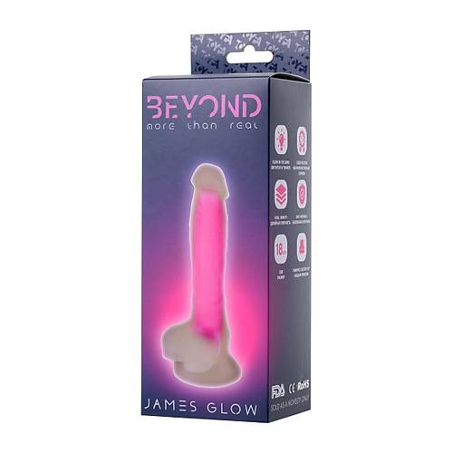 Beyond by Toyfa Yapay penis, karanlkta parlayan,  James Glow, Silikon, transparan, 18 cm