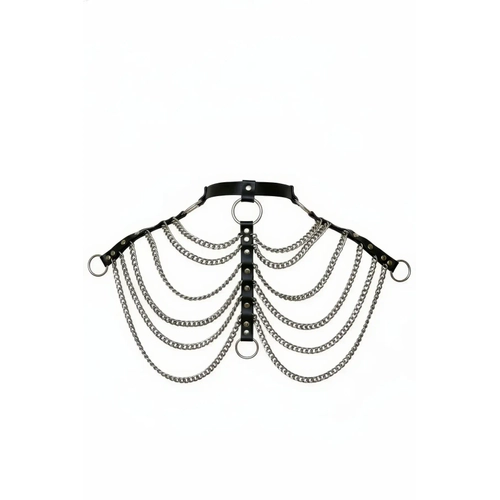 Siyah G���s Harness Zincir Detayl� Boyunluklu - APFT401