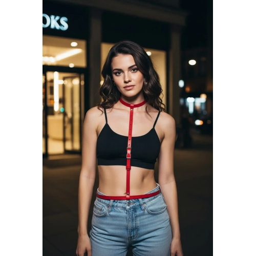 K�rm�z� Kad�n Kemer �nce Deri �ok Bantl� V�cut Aksesuar� - APFT188