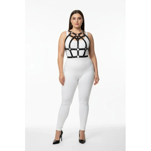 B�y�k Beden Siyah Kad�n Harness Tak�m Z�mba Detayl� ��k V�cut Aksesuar� - APFT1085
