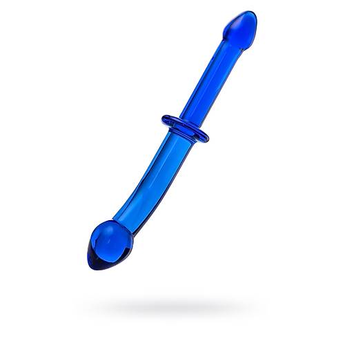 ift tarafl yapay penis Sexus Glass, cam, mavi, 25 cm