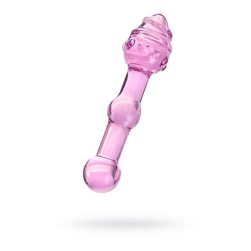 Sexus Glass ift Tarafl Cam Dildo, pembe, 17 cm