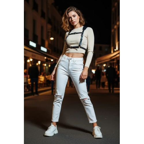 Siyah Kad�n Kemer Deri �oklu Tokal� G���s Detayl� - APFT1269
