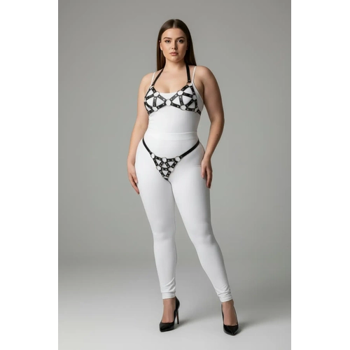 B�y�k Beden Siyah Kad�n Harness Tak�m Halka Detayl� Seksi Deri Fantezi Aksesuar - APFT422