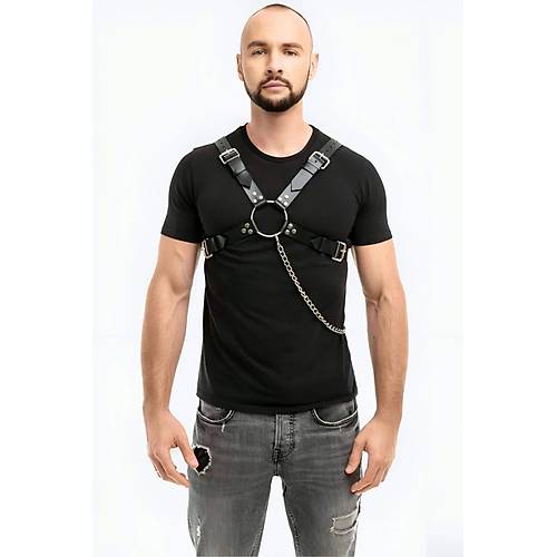 Zincir Detayl Deri Erkek Gs Harness - APFTM95