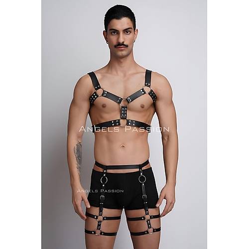 Erkek Deri Gs Harness ve Bacak Harness Takm - APFTM195