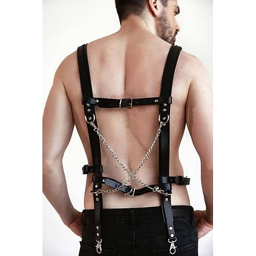 Erkek Deri Zincirli G���s Harness - APFTM215