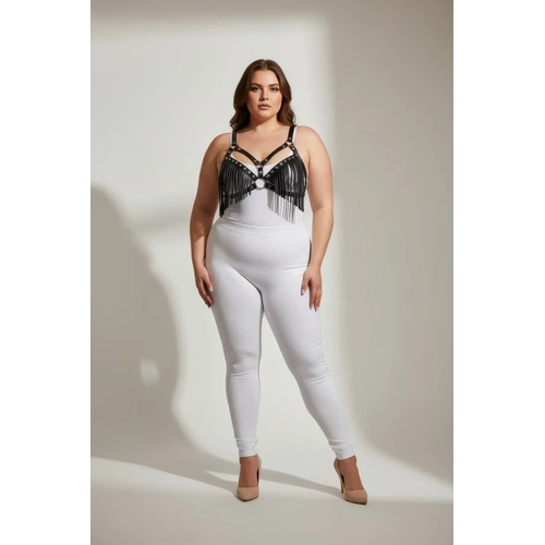 B�y�k Beden Siyah Kad�n Harness Tak�m P�sk�l Detayl� Deri S�tyen Aksesuar� - APFT418