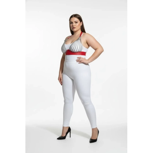 B�y�k Beden K�rm�z� Kad�n Zincir Detayl� Deri Harness Tak�m - APFT964