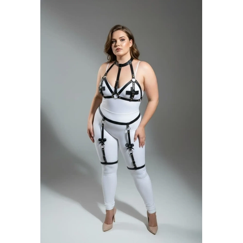 B�y�k Beden Siyah Kad�n Deri Jartiyer Harness B�stiyer Detayl� Fantazi Tak�m - APFT310